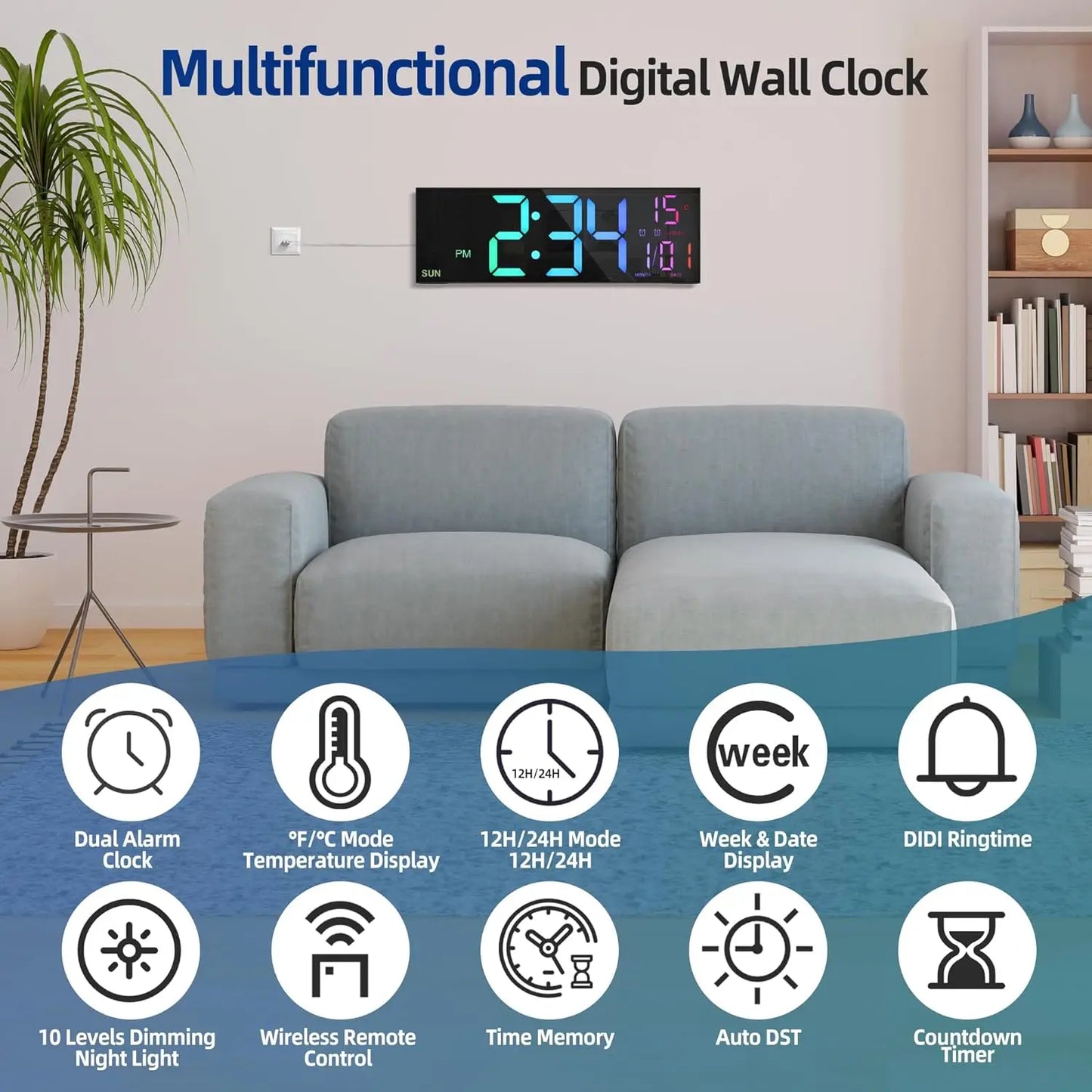 16.2'' Large Digital Wall Clock